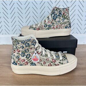 ✨Converse Chuck Taylor Lift Platform 8 Women Shoes Floral Tapestry Green A11992C